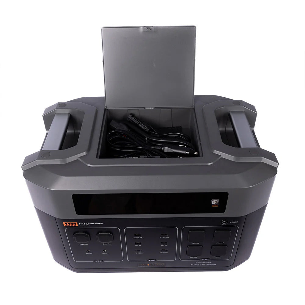 Grid Doctor 3300 EMP with storage compartment open.