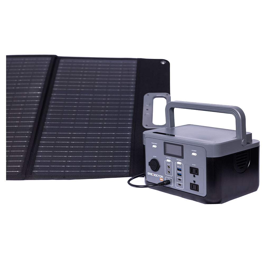 100-Watt Solar Panel next to the Grid Doctor 300