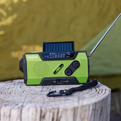 4-in-1 Emergency Solar Flashlight & AM/FM/Weather Radio w/ Hand Crank