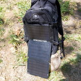 Solar Panel collecting sun on a backpack