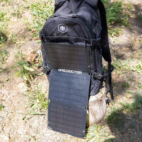 Solar Panel collecting sun on a backpack
