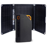 65W Power Bank with solar panel extended in the background