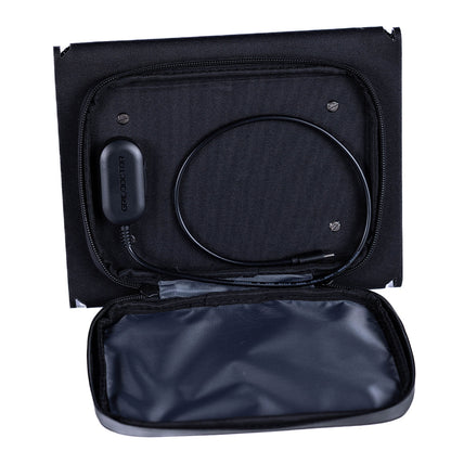 Inside pouch connected to solar panel