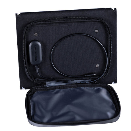 Inside pouch connected to solar panel