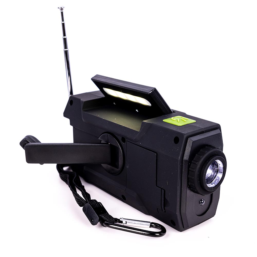 4-in-1 Emergency Solar Flashlight & AM/FM/Weather Radio w/ Hand Crank