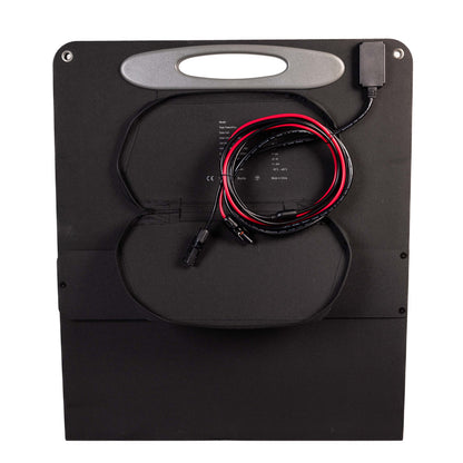 Grid Doctor 3300 EMP 200W Solar Panel showing cords and pouch.