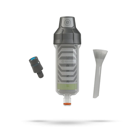 Aquamira Frontier Max filter housing system with adapter for portable freshwater filtration