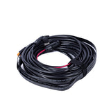 Coiled black cable with connectors